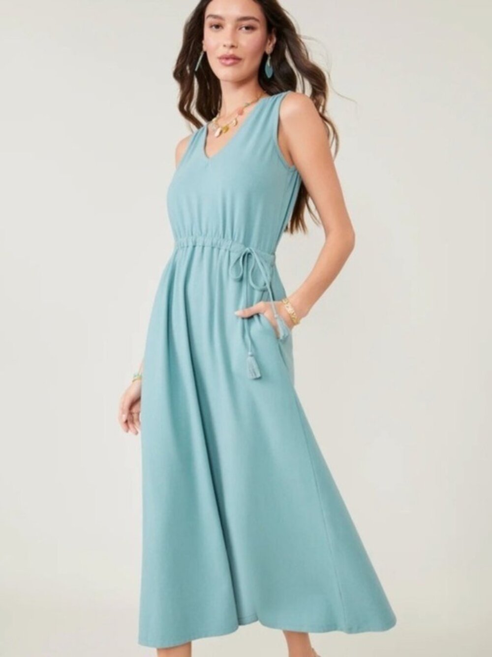 SPARTINA 449 lenea maxi dress in ocean teal XS